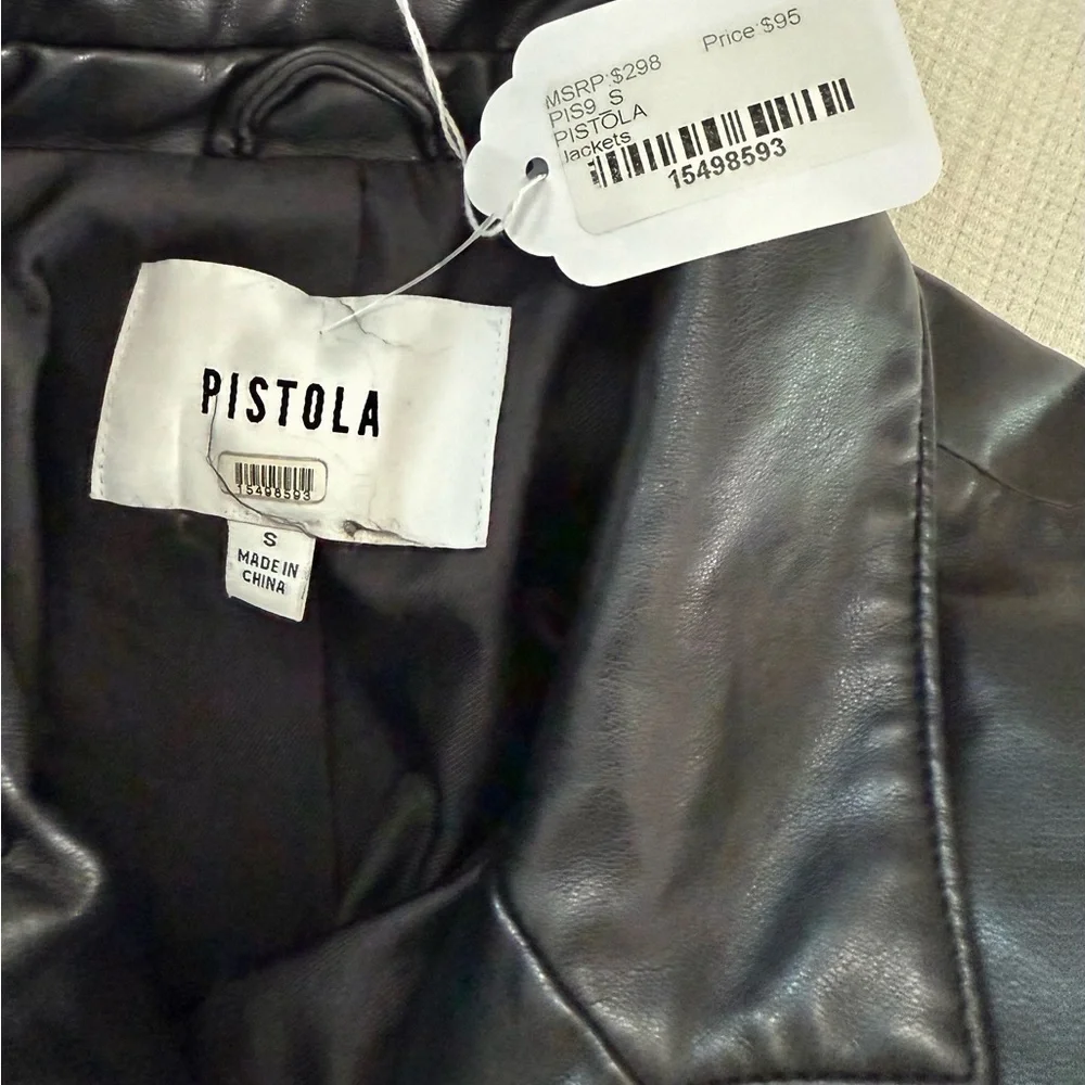 Anthropologie Pistola Black Faux Leather Blazer